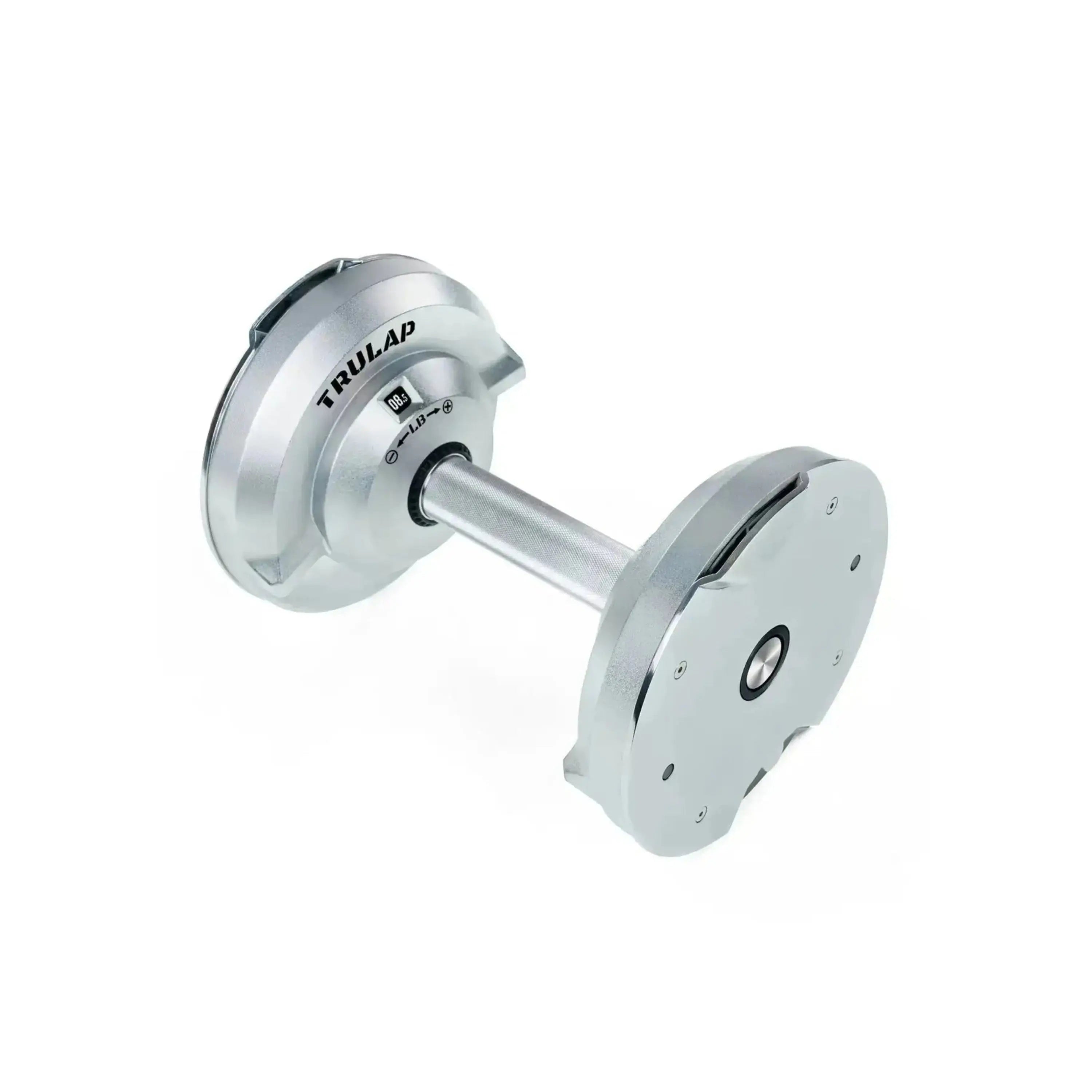 Trulap G4 Handle. Medium knurling, 34mm diameter, with pound and kilogram display indicators. Compatible with all Trulap G1–G4 dumbbell sets in both the 52 lb and 92 lb models.